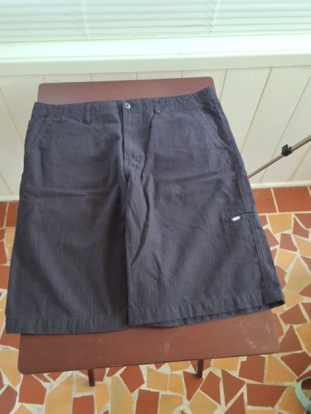 Vans Men's Black Pinstripe Flat-Front Shorts